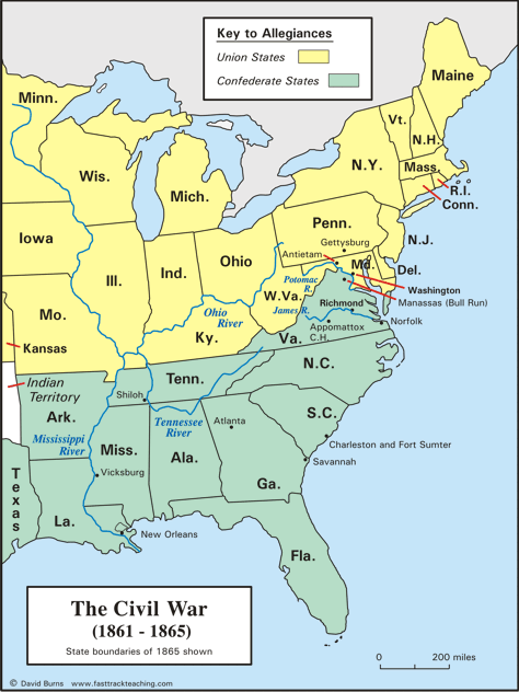 Map - Civil War 1861 - 1865