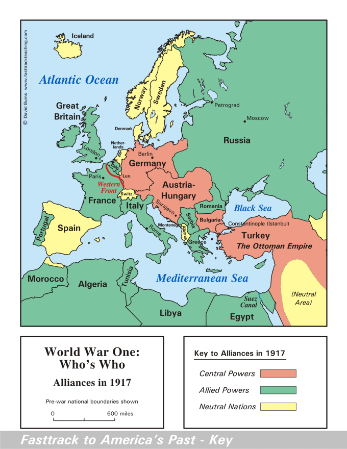 World War I map - WWI map - Who's Who in World War One - map